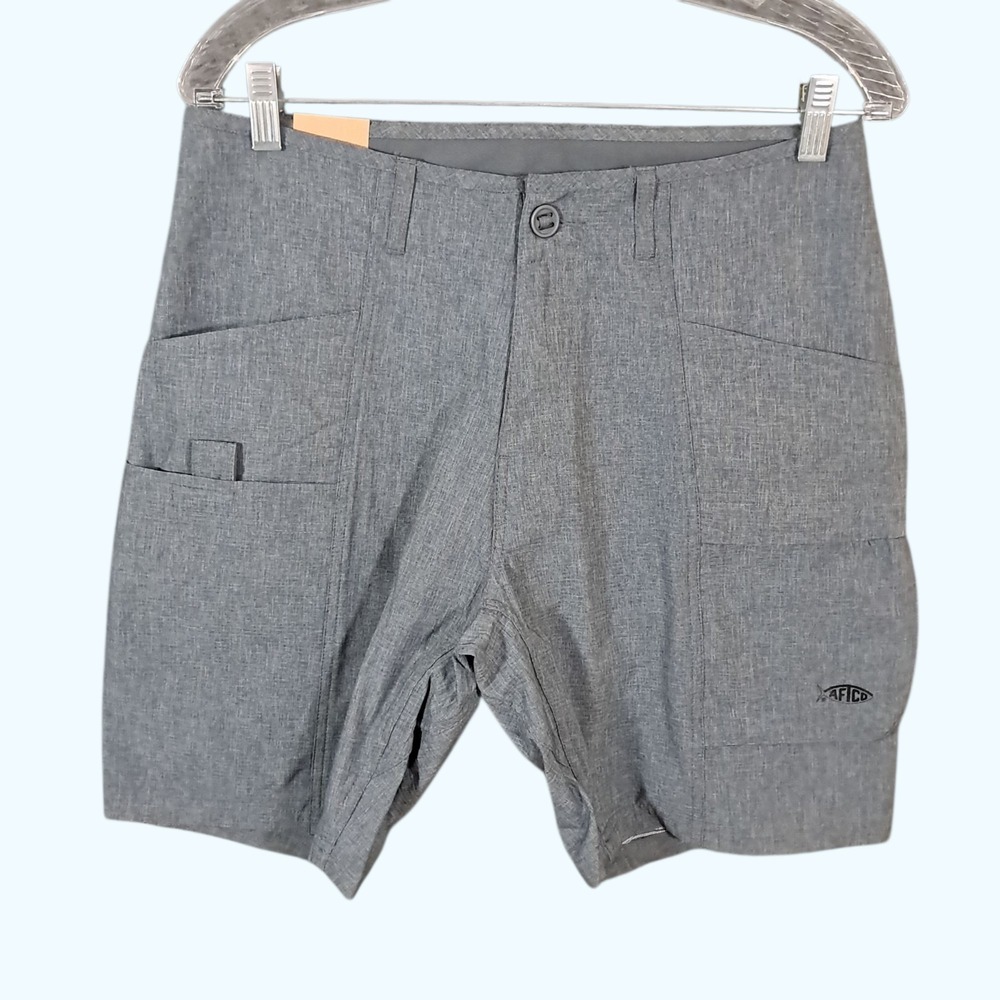 Aftco Fishing Diffuse Shorts Gray Mens 30 Lighweight UPF 40 Quick Dry 8"‎ Inseam
